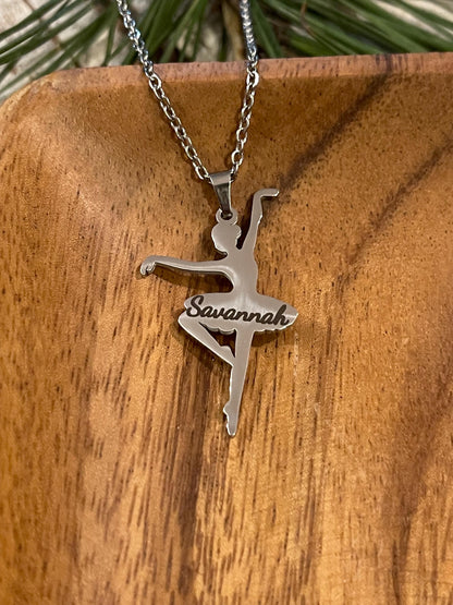 Personalized Ballerina Name Necklace | Custom Ballet Dancer Necklace | Gift for Dance Recital | Ballet Accessory | Dance Team Present