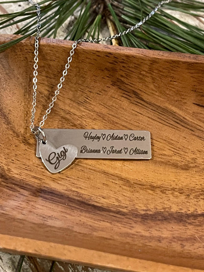 Personalized Gigi or Nana Necklace with Grandkids Names | Mothers Day Gift from Son or Daughter | Custom Jewelry for Grandma Grammy Mamaw