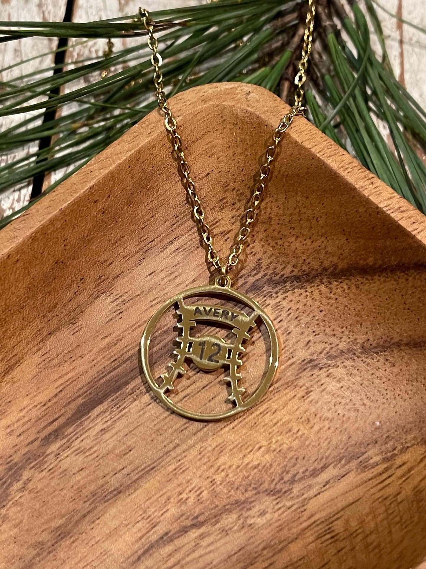 Personalized Softball Baseball Name and Number Necklace | Baseball Mom Necklace | Senior Softball Gift | Gift for Baseball Player