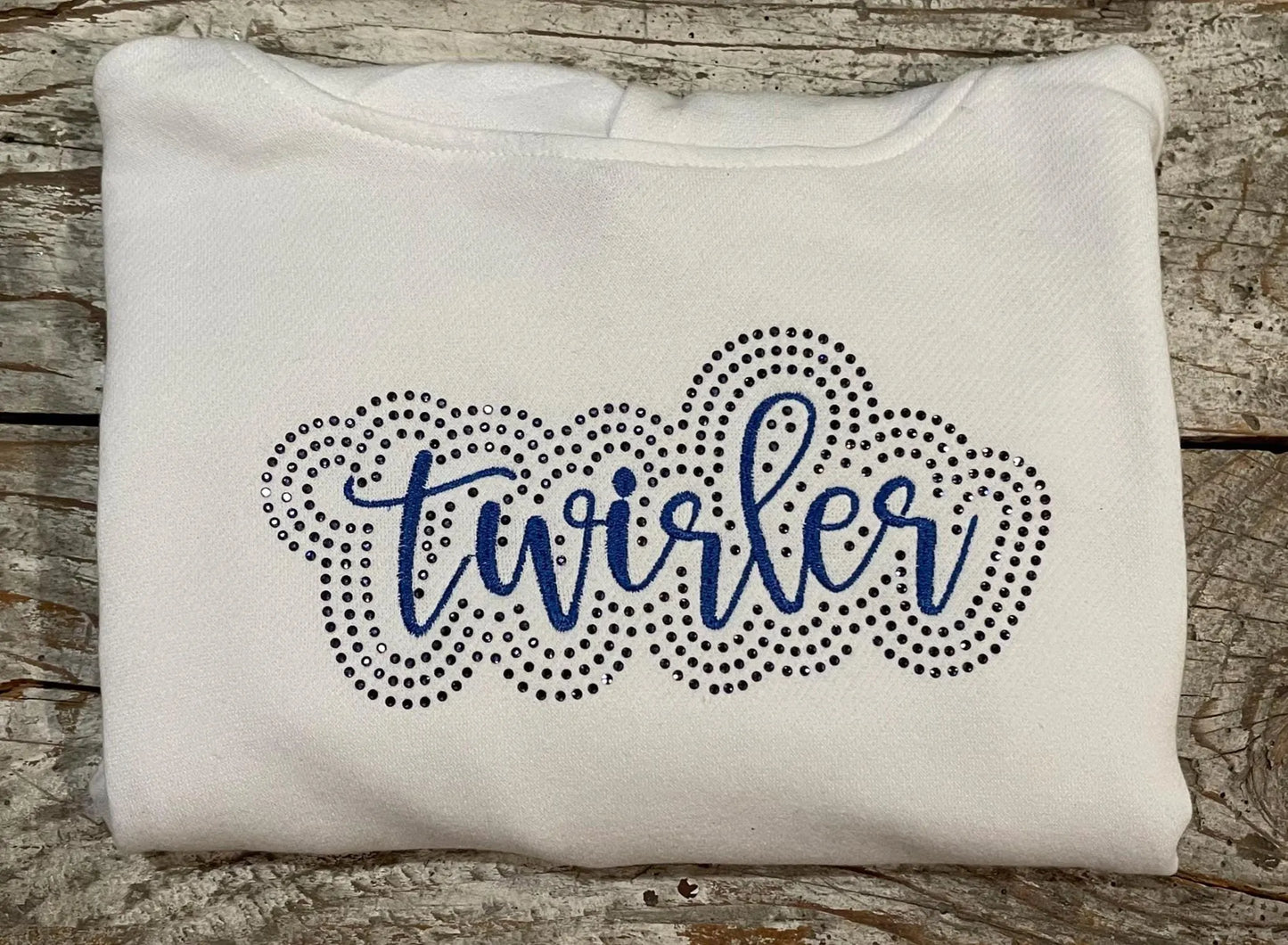Baton Twirler Rhinestone and Embroidered Sweatshirt | Majorette or Feature Twirler Bling Apparel | Twirl Team Matching Sweatshirts