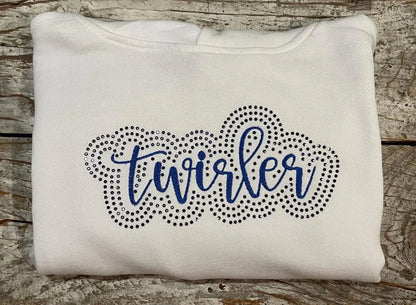 Baton Twirler Rhinestone and Embroidered Sweatshirt | Majorette or Feature Twirler Bling Apparel | Twirl Team Matching Sweatshirts