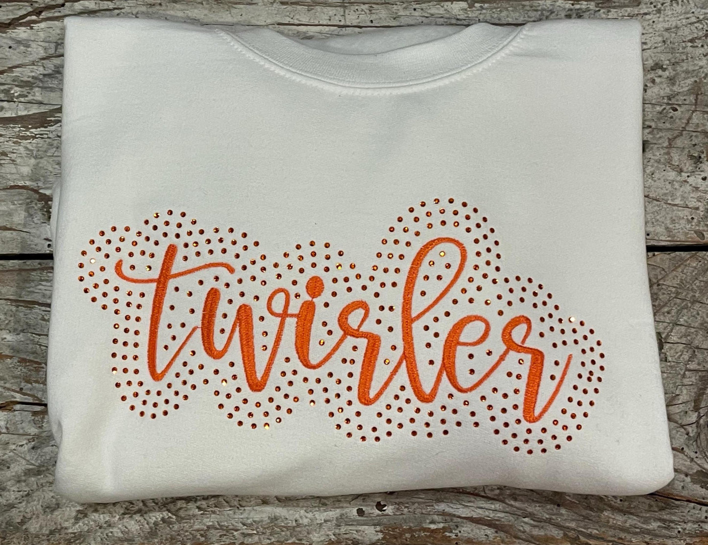 Baton Twirler Rhinestone and Embroidered Sweatshirt | Majorette or Feature Twirler Bling Apparel | Twirl Team Matching Sweatshirts