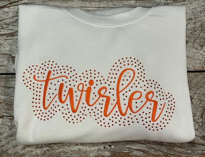 Baton Twirler Rhinestone and Embroidered Sweatshirt | Majorette or Feature Twirler Bling Apparel | Twirl Team Matching Sweatshirts