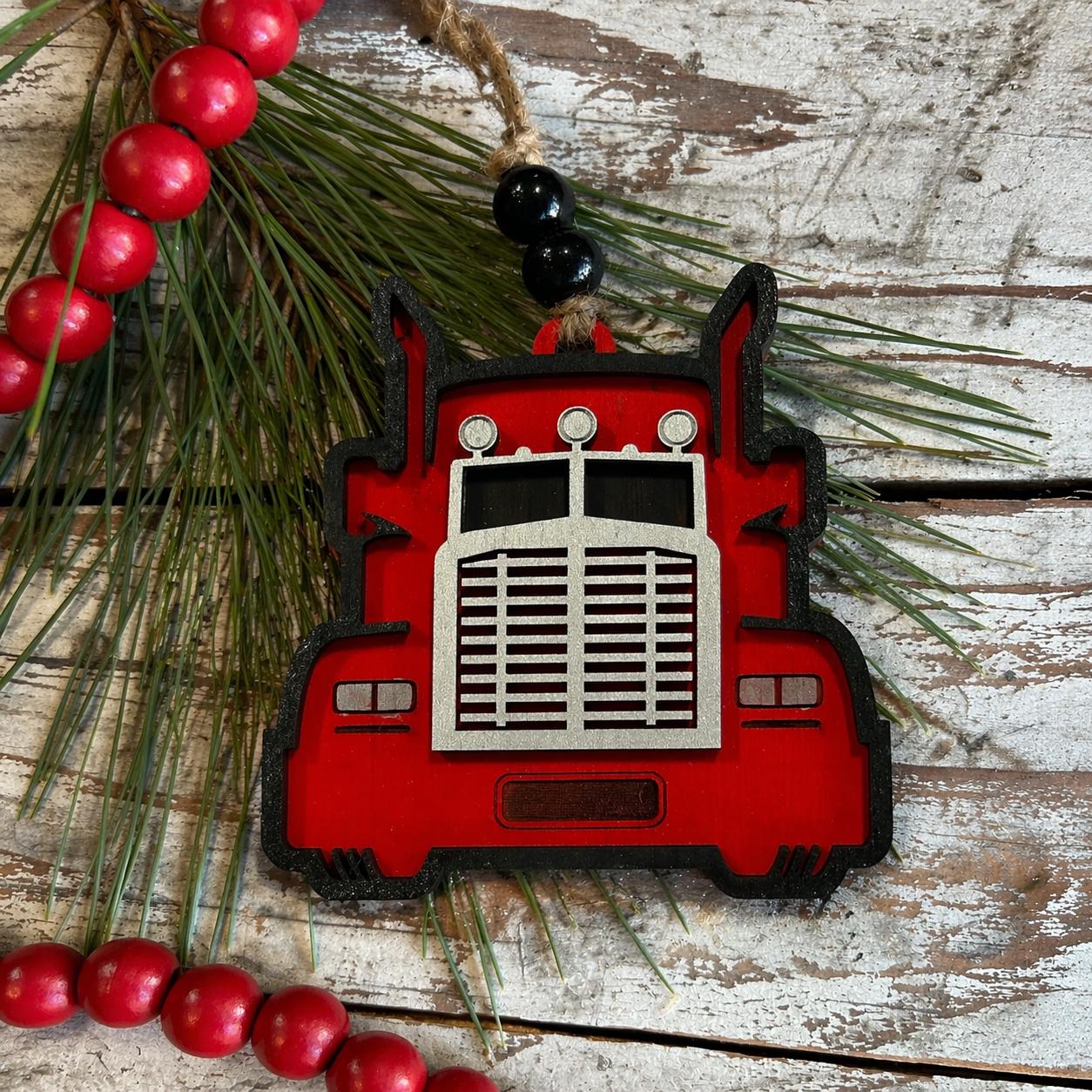 18 Wheeler Tractor Trailer Truck Christmas Ornament | Truck Driver Gift | Ornament for Boy | Gift for Trucker | Big Rig Ornament