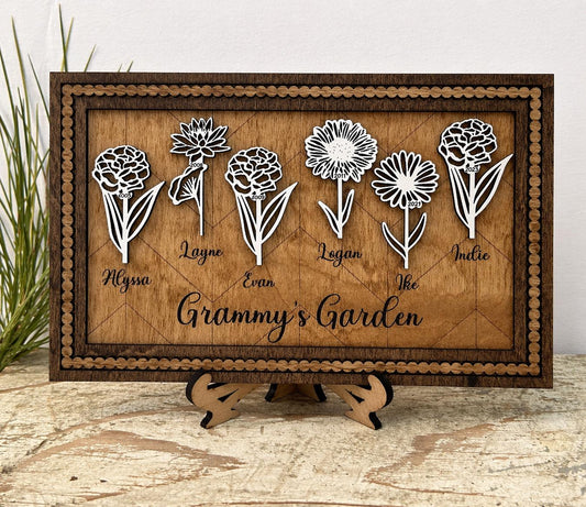Personalized Birth Month Flowers Sign| Grandkids sign| Family Tree Sign | Mothers Day gift