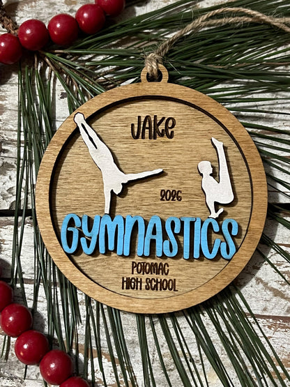 Personalized Gymnastics Women or Men Christmas Tree Ornament | Gift for Gymnastics Team | Custom Gymnast Gift | Floor | Vault | Beam
