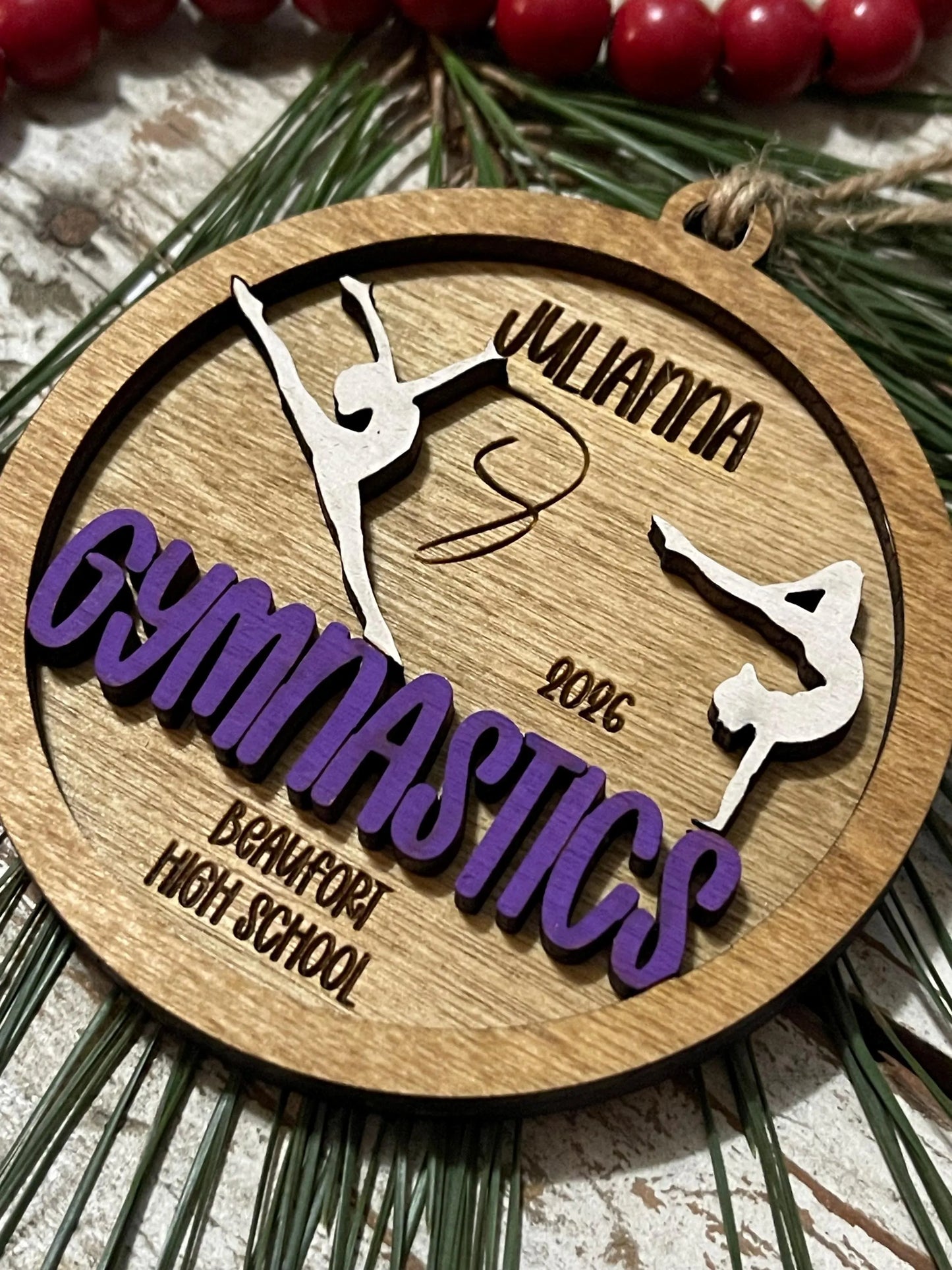 Personalized Gymnastics Women or Men Christmas Tree Ornament | Gift for Gymnastics Team | Custom Gymnast Gift | Floor | Vault | Beam