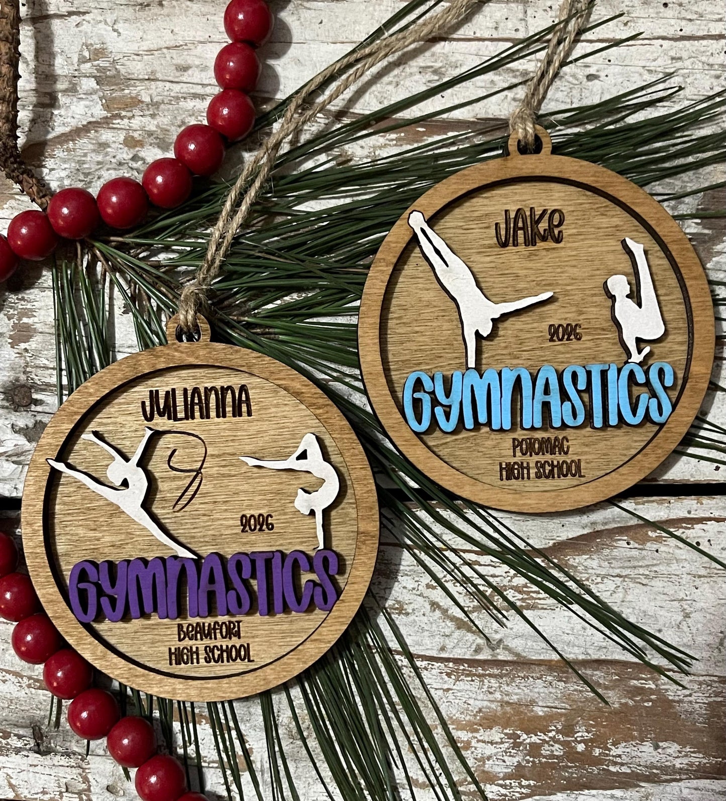 Personalized Gymnastics Women or Men Christmas Tree Ornament | Gift for Gymnastics Team | Custom Gymnast Gift | Floor | Vault | Beam