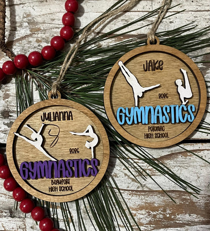 Personalized Gymnastics Women or Men Christmas Tree Ornament | Gift for Gymnastics Team | Custom Gymnast Gift | Floor | Vault | Beam