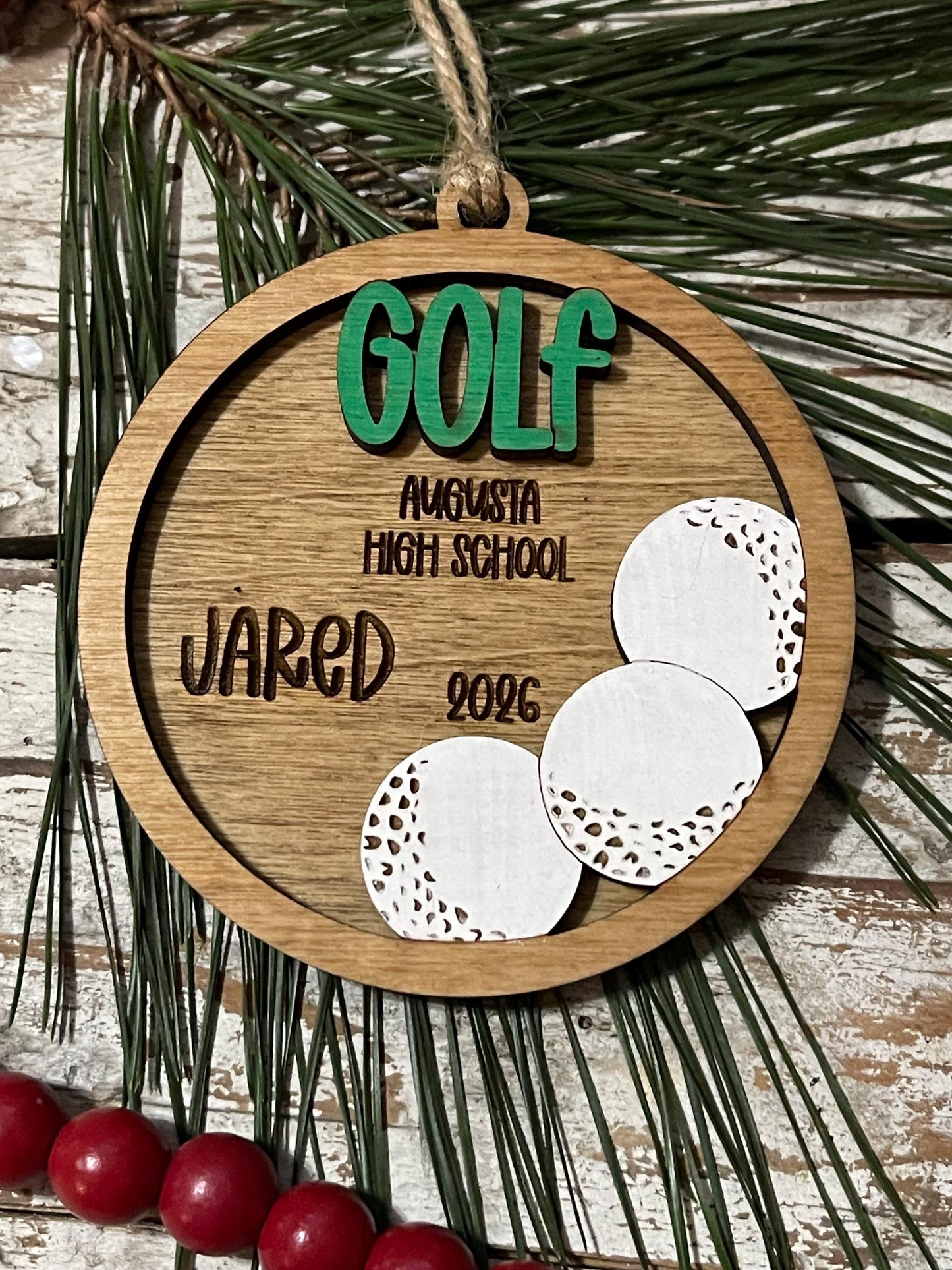Personalized Golf Christmas Tree keepsake Ornament | High School Golf Ornament | Gift for Golfer | Golf Tournament Keepsake | Hole in One