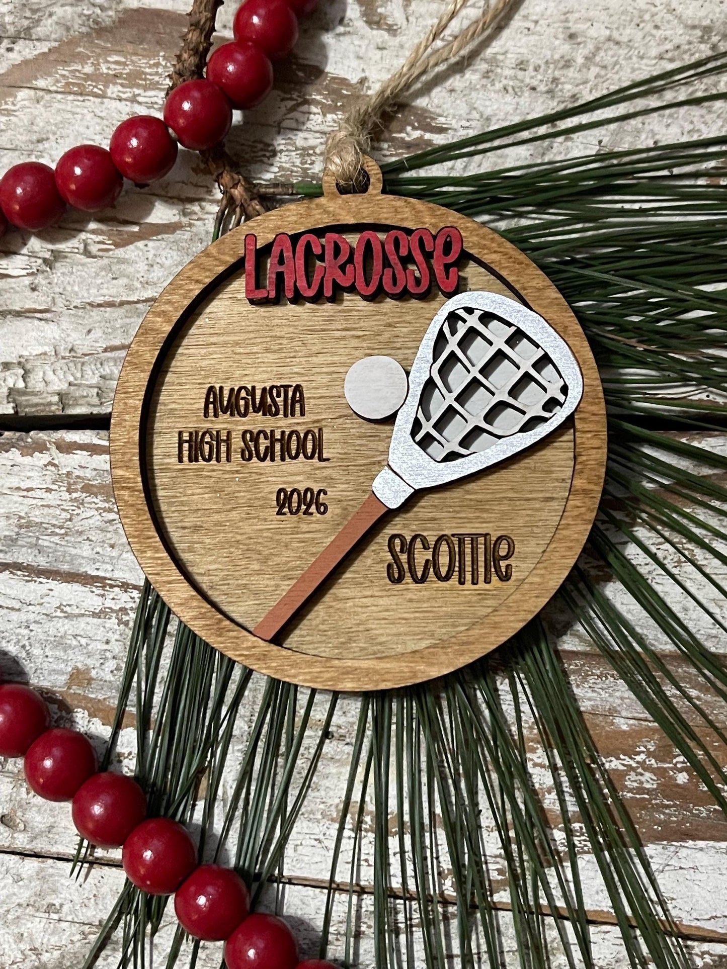 Personalized Lacrosse Stick Christmas Tree Ornament | Gift for High School Lacrosse Team | Custom Lacrosse Ornament | Senior Lacrosse Gift
