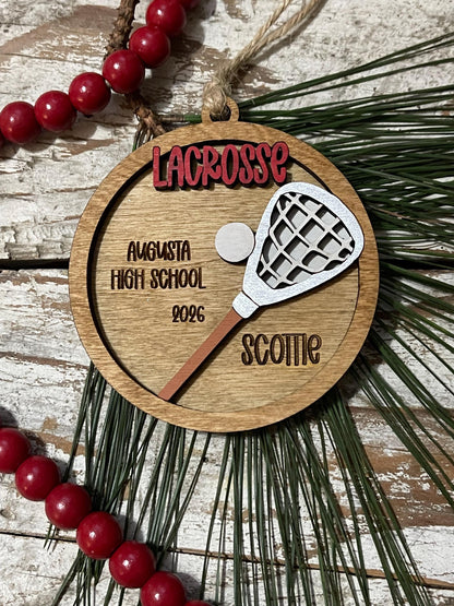 Personalized Lacrosse Stick Christmas Tree Ornament | Gift for High School Lacrosse Team | Custom Lacrosse Ornament | Senior Lacrosse Gift