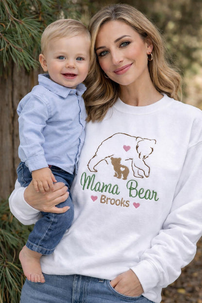 Personalized Mama Bear and Cubs  Embroidered Sweatshirt with Kids Names | Mothers Day Gift from Son or Daughter |