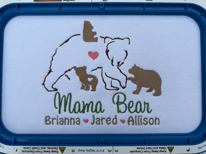 Personalized Mama Bear and Cubs  Embroidered Sweatshirt with Kids Names | Mothers Day Gift from Son or Daughter |