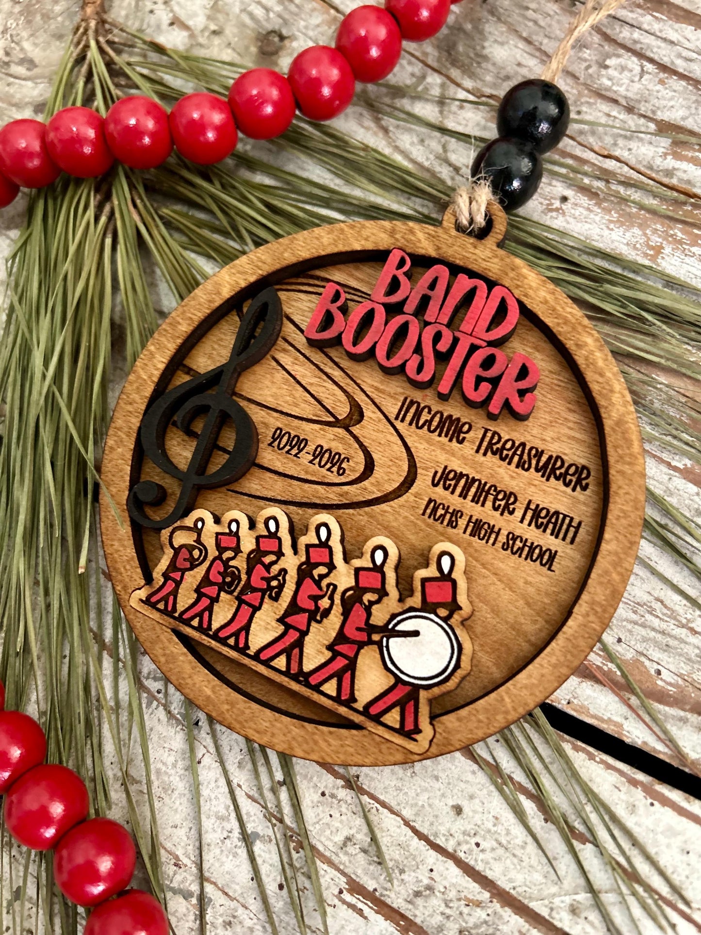 Personalized Band Booster Christmas Tree Ornament | Custom Band Leader Gift | Gift for Marching Band President | Band Boosters Club Gift