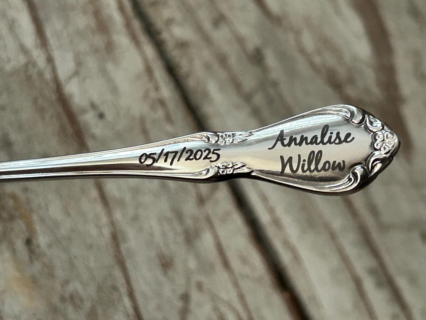 Personalized Baby Silver Spoon | Engraved Feeding Oneida Spoon for Toddler Baby Kid | Baby Shower Gift | Custom Girl or Boy Newborn Keepsake