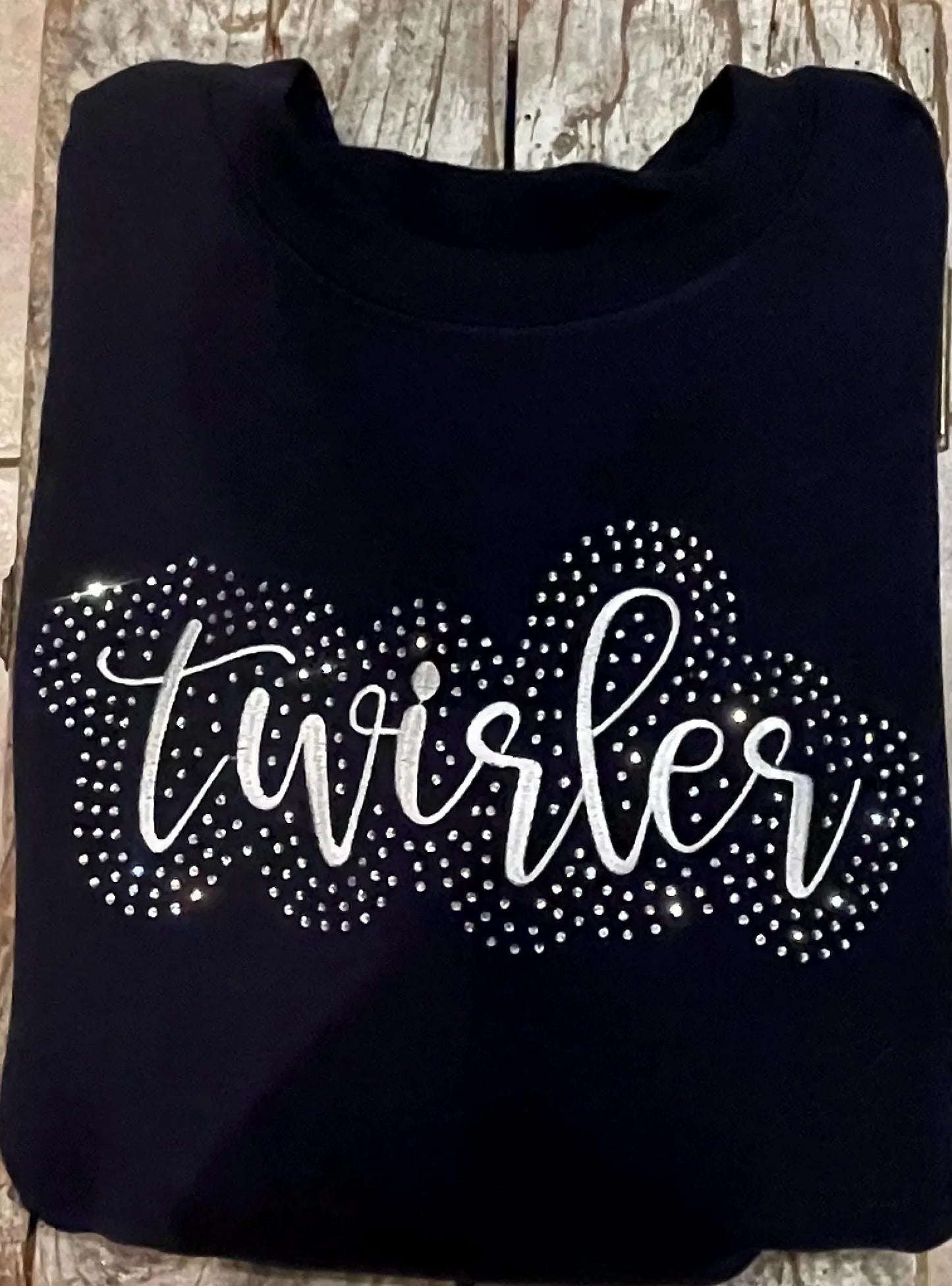 Baton Twirler Rhinestone and Embroidered Sweatshirt | Majorette or Feature Twirler Bling Apparel | Twirl Team Matching Sweatshirts