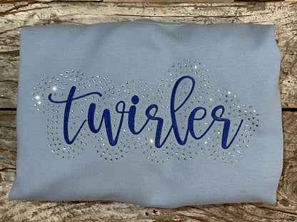 Baton Twirler Rhinestone and Embroidered Sweatshirt | Majorette or Feature Twirler Bling Apparel | Twirl Team Matching Sweatshirts