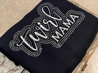 Twirl Mama Rhinestone and Embroidered Sweatshirt | Majorette or Feature Twirler Mom Bling Apparel | Twirl Team Matching Sweatshirts