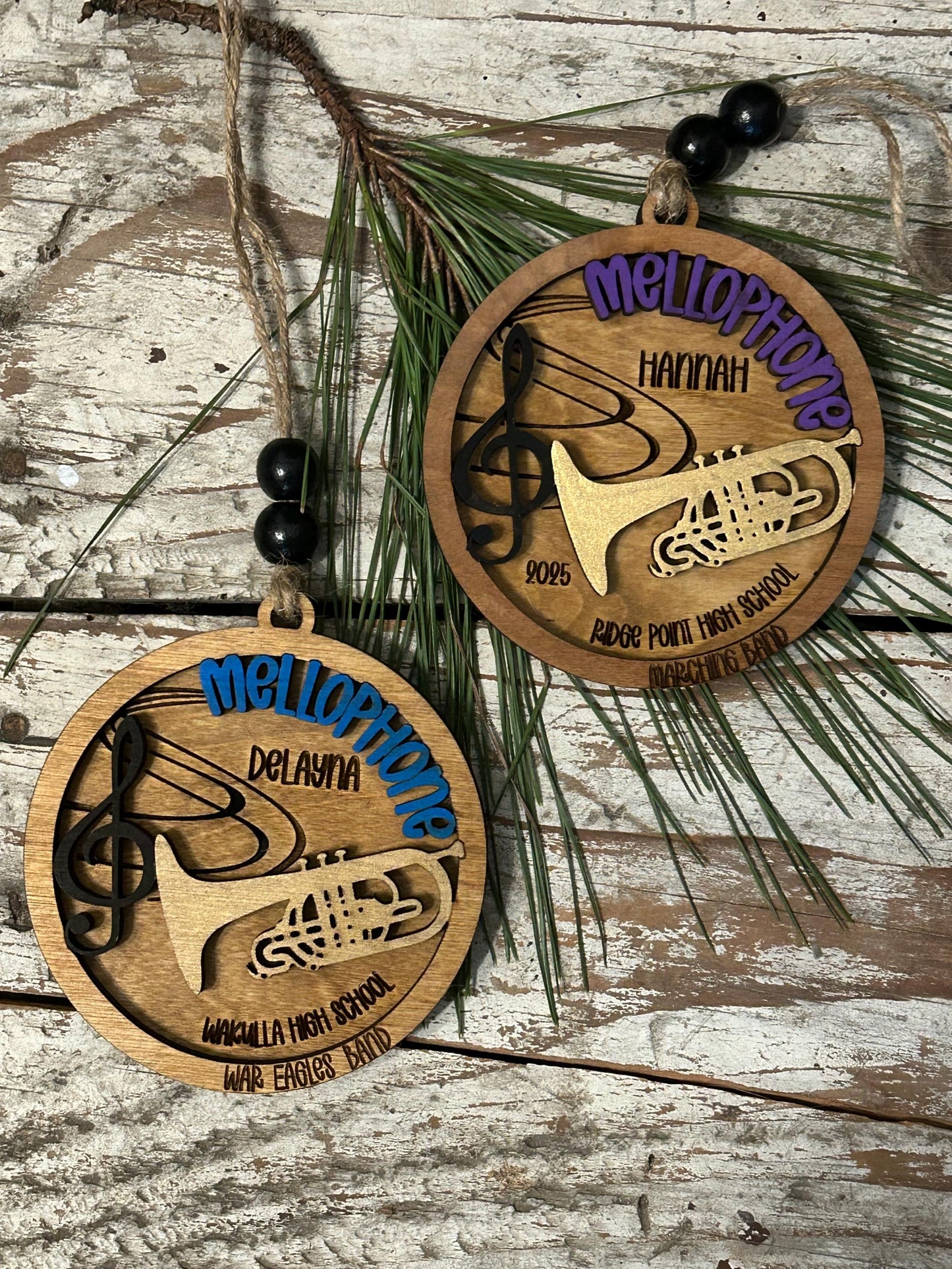 Personalized Mellophone Marching Band Christmas Tree Ornament | Brass Music Instrument Ornament | Custom Band Gift | Drum and Bugle Corp