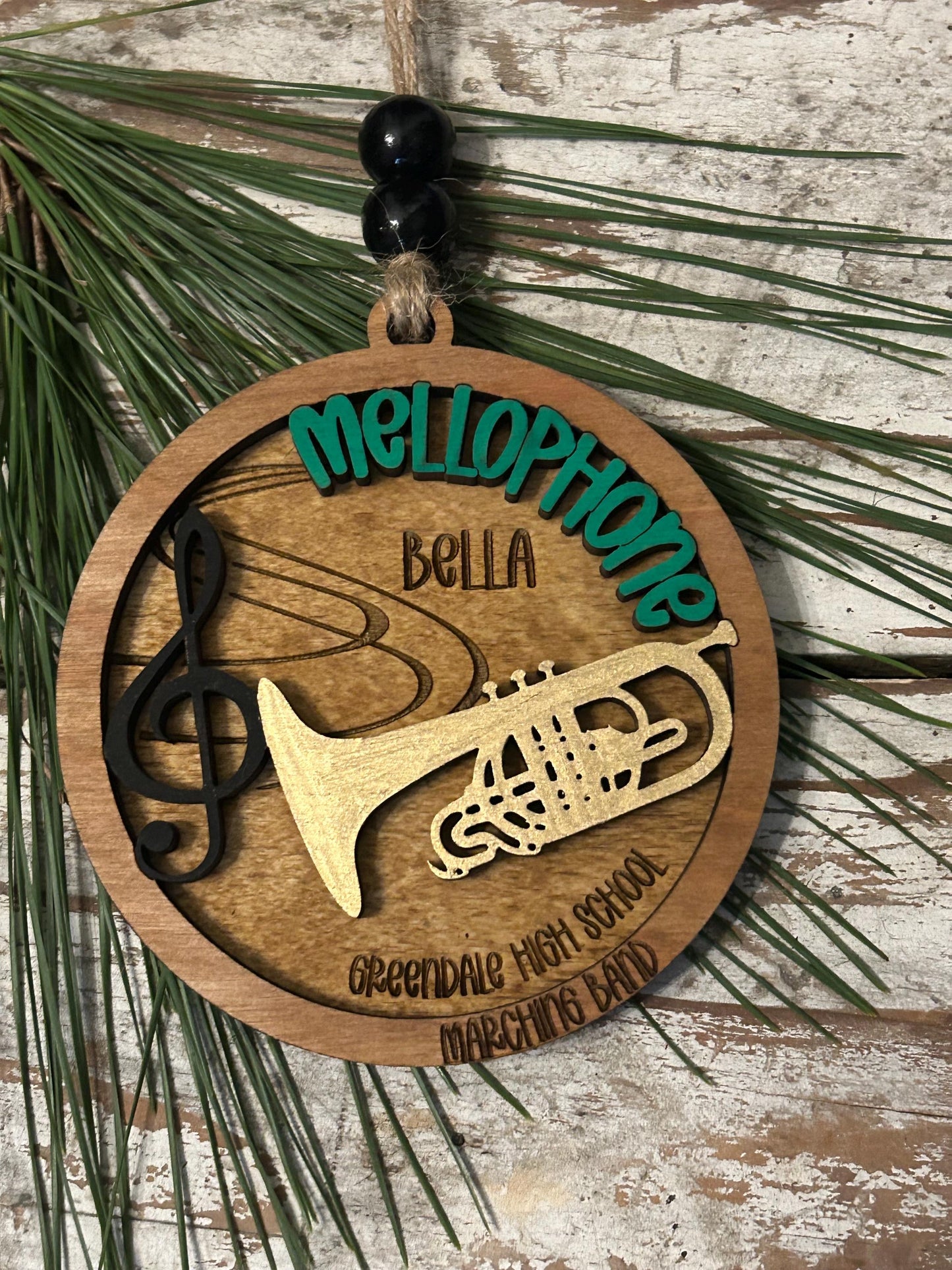 Personalized Mellophone Marching Band Christmas Tree Ornament | Brass Music Instrument Ornament | Custom Band Gift | Drum and Bugle Corp