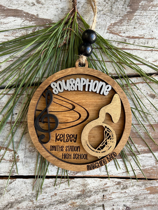 Personalized Sousaphone Marching Band Christmas Tree Ornament | Brass Music Instrument Ornament | Custom Band Gift | Tuba Player |