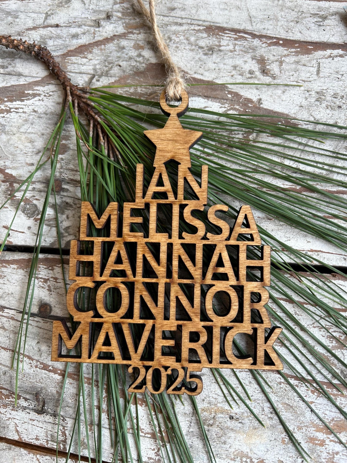 2026 Personalized Stacked Multi Name Christmas Tree Ornament | Family Name Ornament Tree Shape | Family Tree Custom Name | Gift For Family