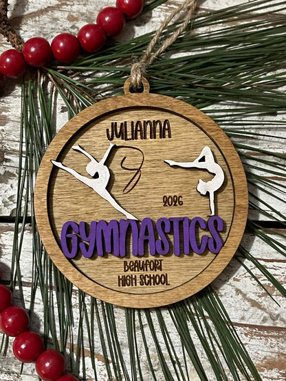 Personalized Gymnastics Women or Men Christmas Tree Ornament | Gift for Gymnastics Team | Custom Gymnast Gift | Floor | Vault | Beam