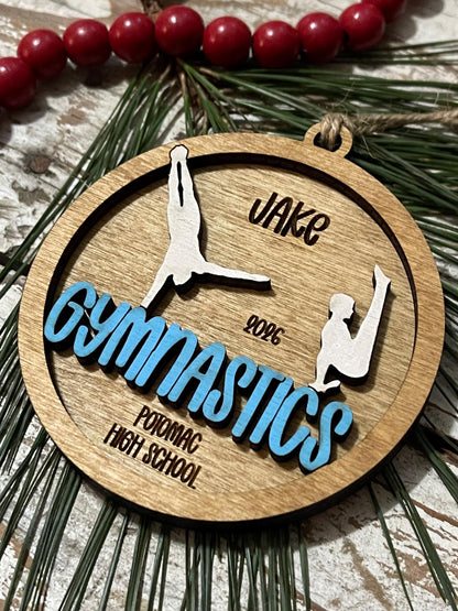 Personalized Gymnastics Women or Men Christmas Tree Ornament | Gift for Gymnastics Team | Custom Gymnast Gift | Floor | Vault | Beam