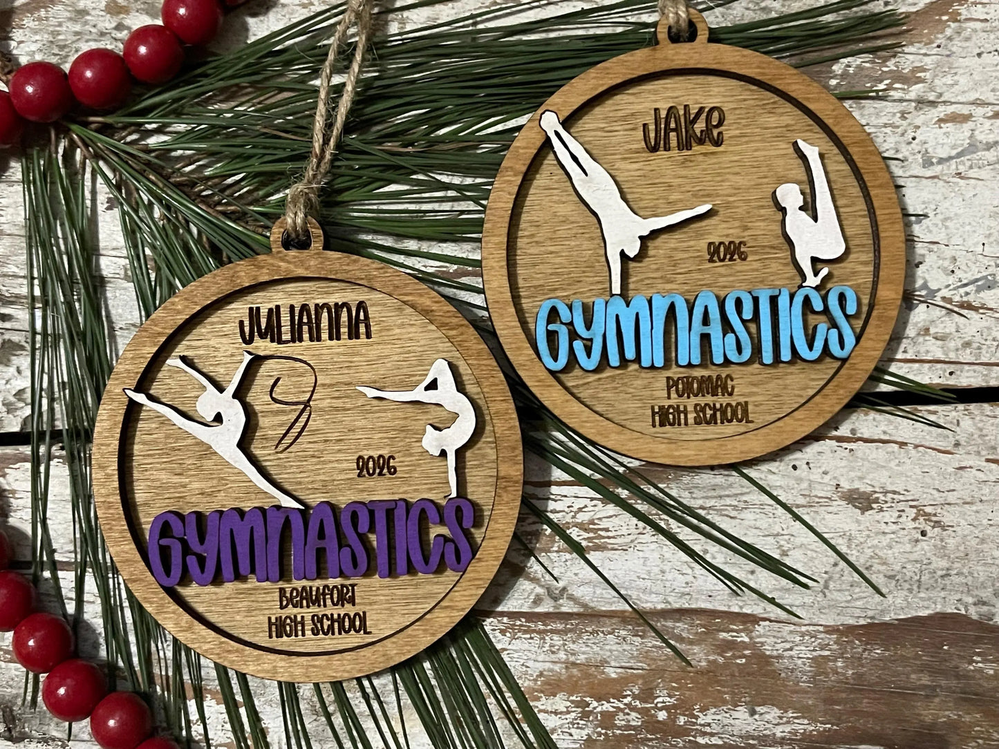 Personalized Gymnastics Women or Men Christmas Tree Ornament | Gift for Gymnastics Team | Custom Gymnast Gift | Floor | Vault | Beam