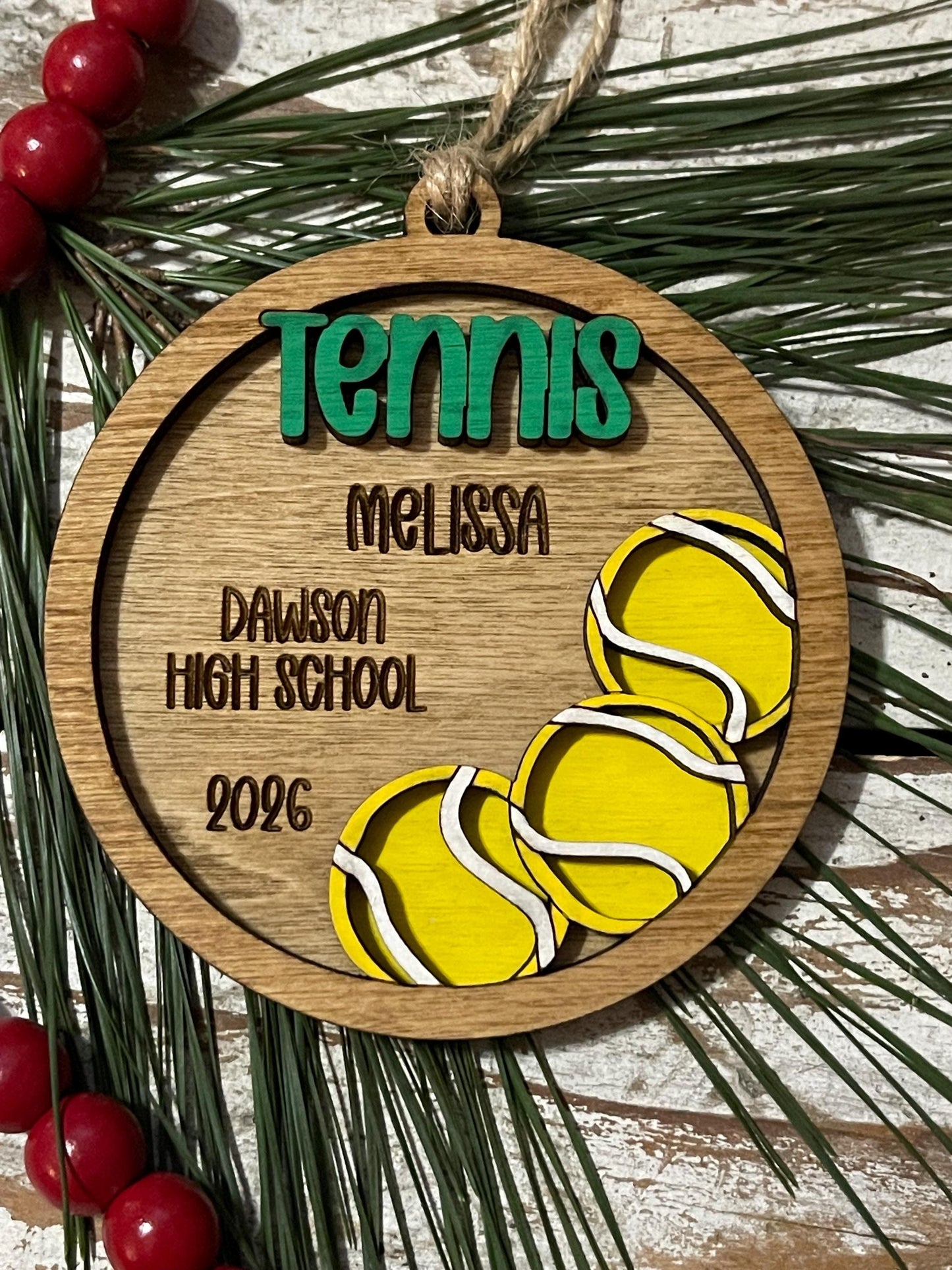 Personalized Tennis Christmas Tree Ornament | Gift for High School Tennis Team | Custom  Boy or Girl Tennis Player Ornament | Tennis Gift