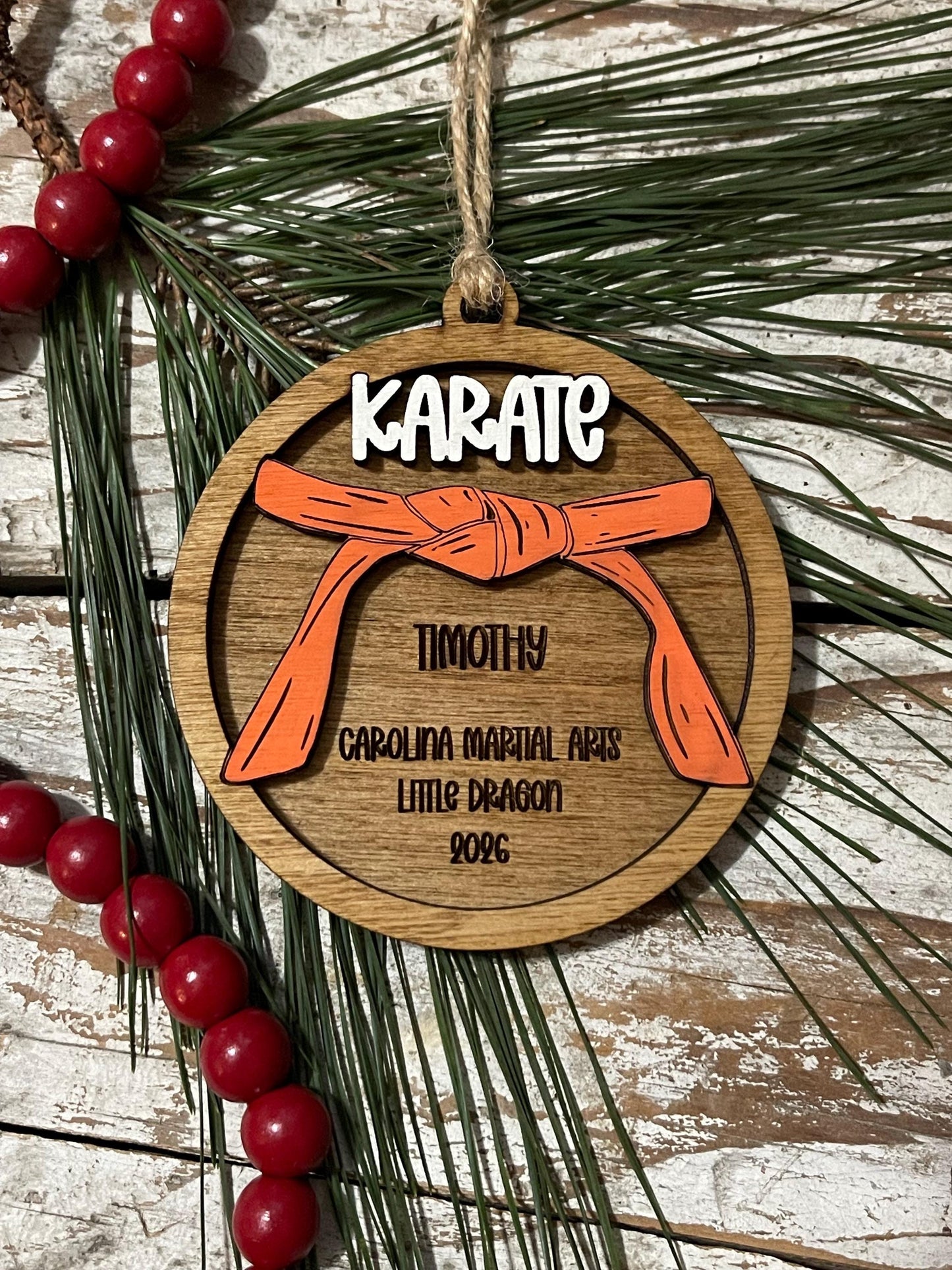 Personalized Karate Belt Christmas Tree Ornament | Gift for Karate Master | Custom Karate Ornament | Black belt | Martial Arts Gift