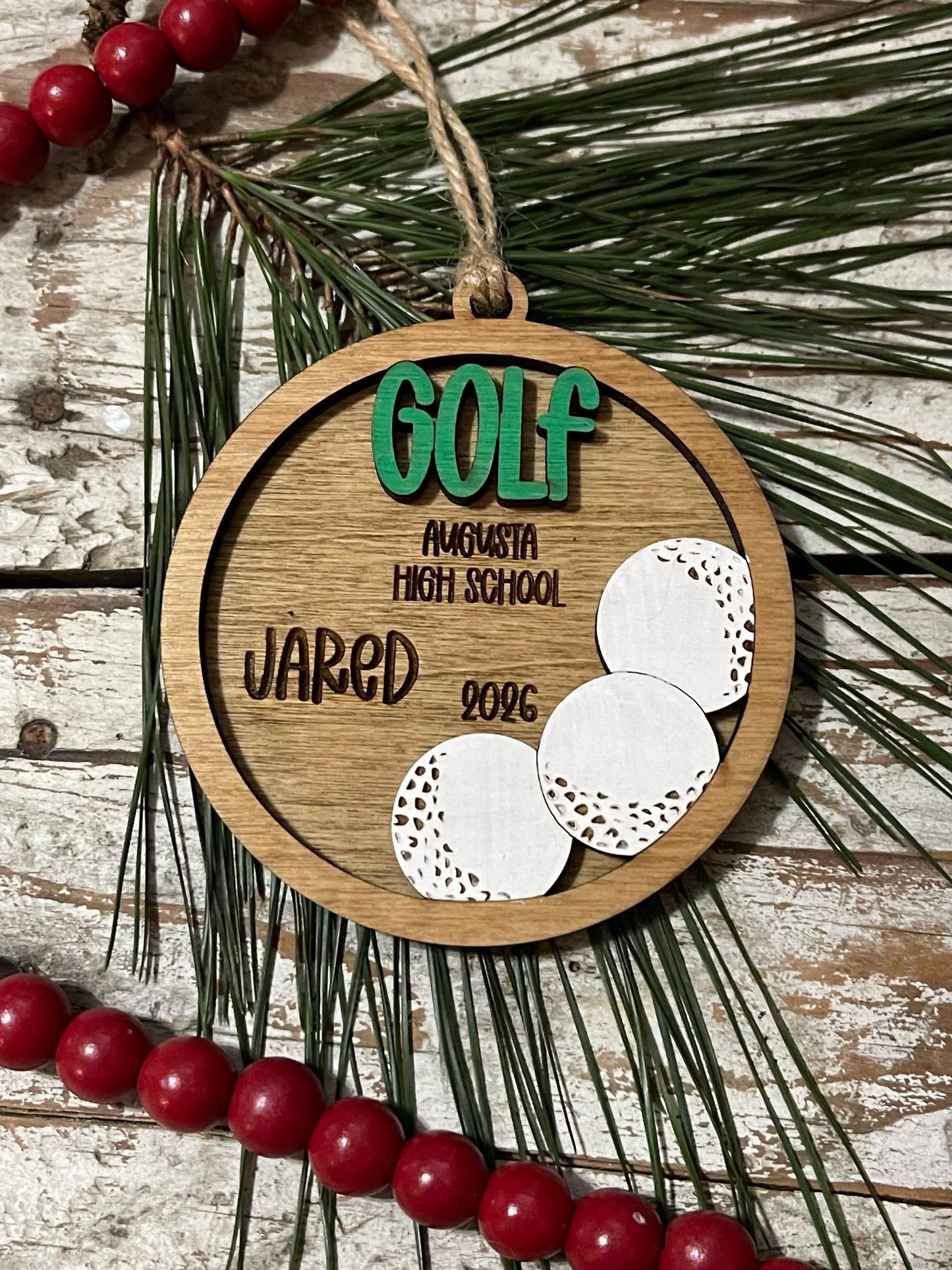 Personalized Golf Christmas Tree keepsake Ornament | High School Golf Ornament | Gift for Golfer | Golf Tournament Keepsake | Hole in One