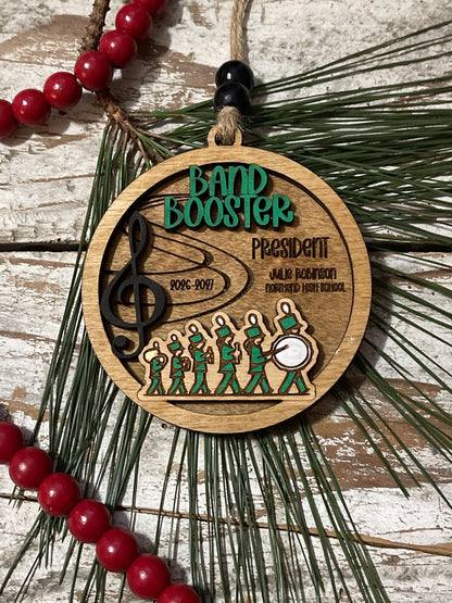 Personalized Band Booster Christmas Tree Ornament | Custom Band Leader Gift | Gift for Marching Band President | Band Boosters Club Gift