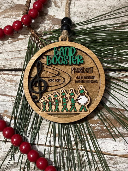 Personalized Band Booster Christmas Tree Ornament | Custom Band Leader Gift | Gift for Marching Band President | Band Boosters Club Gift
