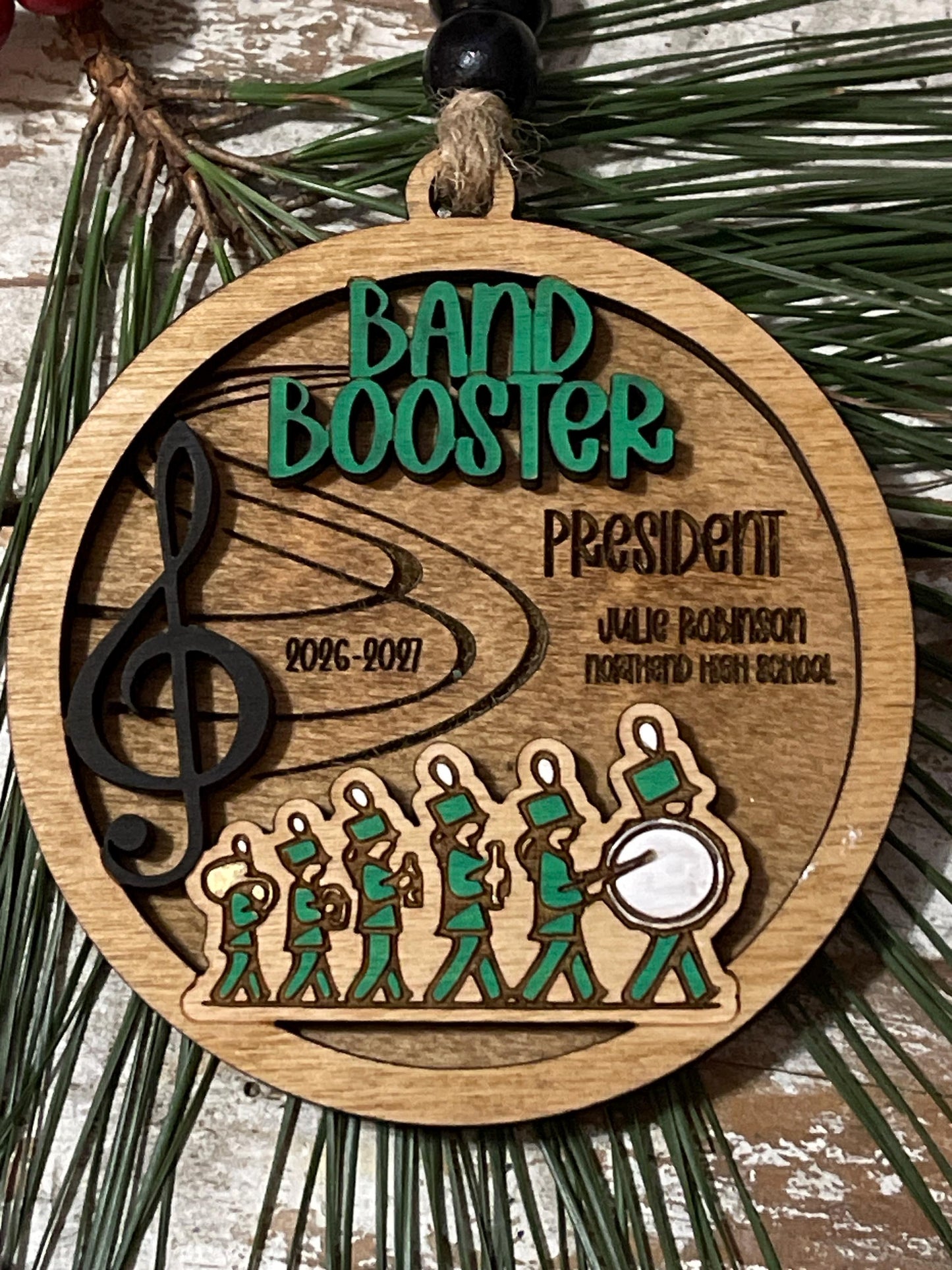 Personalized Band Booster Christmas Tree Ornament | Custom Band Leader Gift | Gift for Marching Band President | Band Boosters Club Gift
