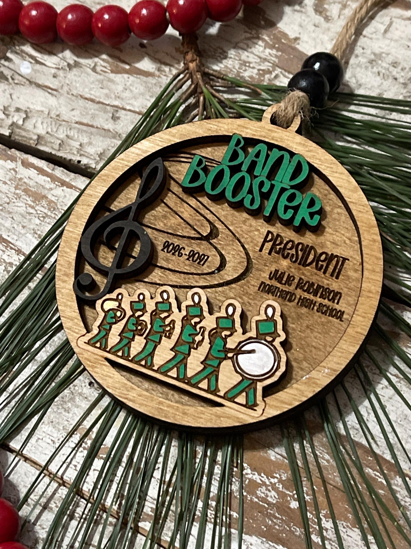 Personalized Band Booster Christmas Tree Ornament | Custom Band Leader Gift | Gift for Marching Band President | Band Boosters Club Gift
