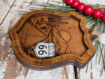 Route 66 100 Years Christmas Tree Ornament | The Mother Road Keepsake | Road Trip Souvenir Gift