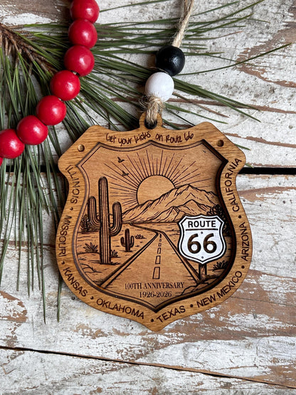 Route 66 100 Years Christmas Tree Ornament | The Mother Road Keepsake | Road Trip Souvenir Gift