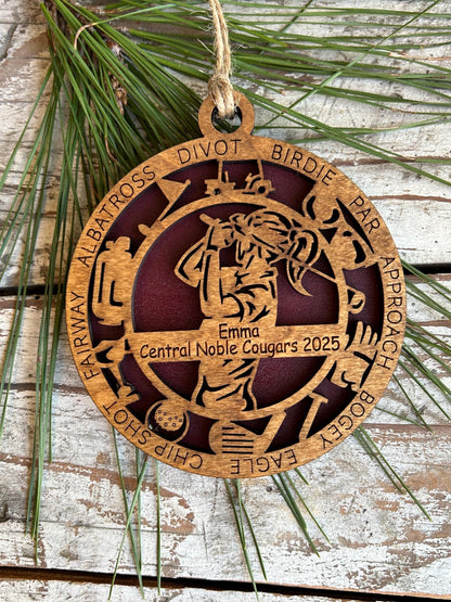 Personalized Golf Girl or Boy Christmas Tree Keepsake Ornament | High School Golf Team | Golf Tournament Keepsake | Golfer Hole in One