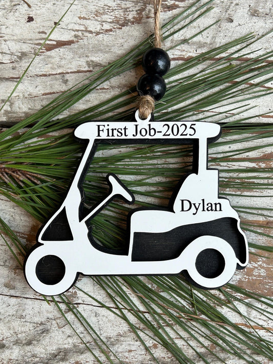 Golf Cart Christmas Tree Ornament | Personalized Gift for Golf Lover | Golf Trip Souvenir | Golf Course Employees Gift | High School Golf