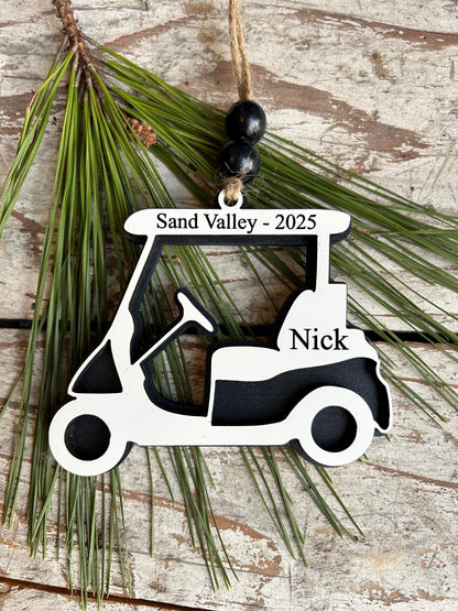 Golf Cart Christmas Tree Ornament | Personalized Gift for Golf Lover | Golf Trip Souvenir | Golf Course Employees Gift | High School Golf