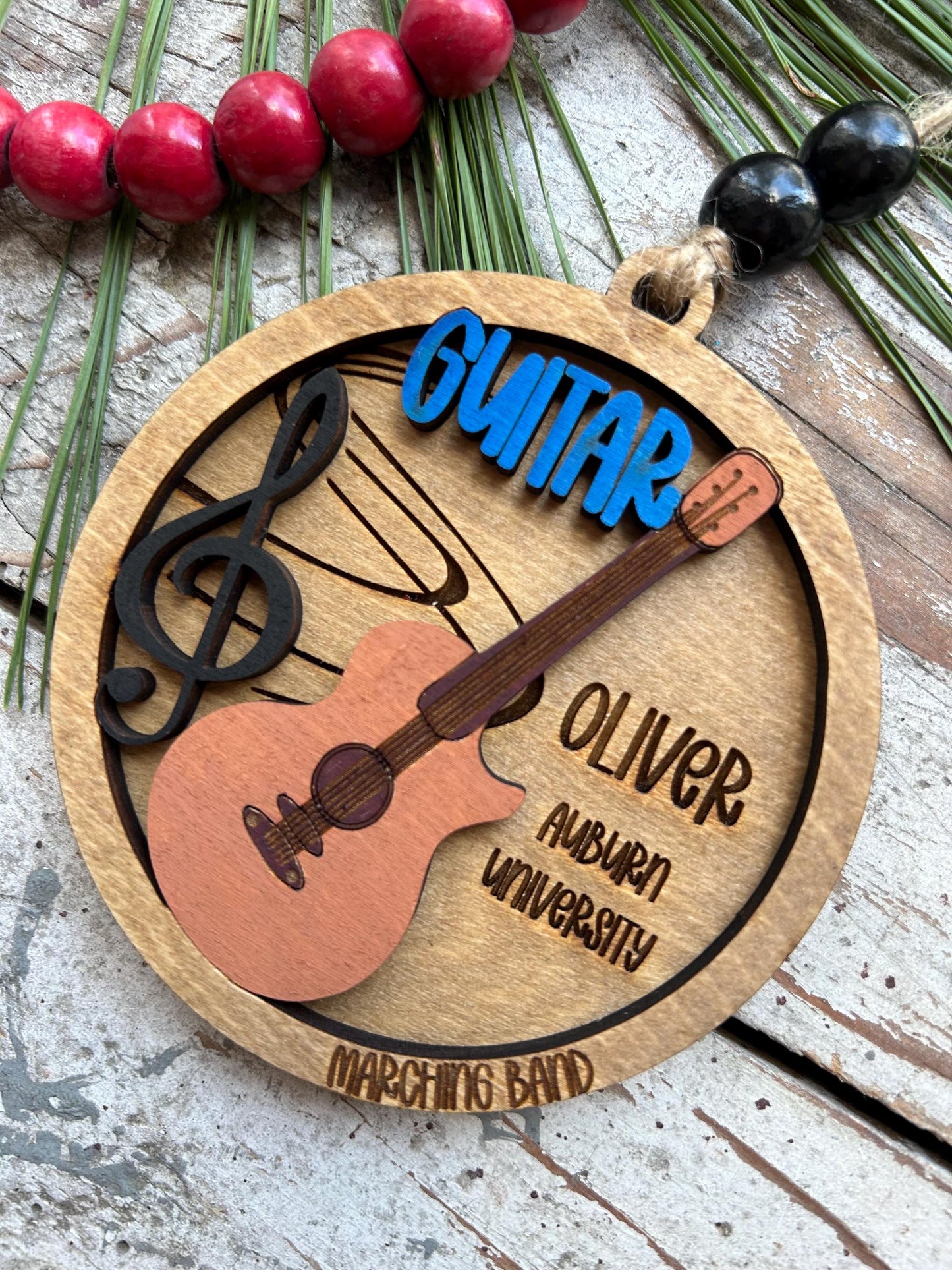 Personalized Electric Guitar Marching Band Christmas Tree Ornament |  Electric Guitar Player | Custom Guitar Gift | Gift for Guitar Lover