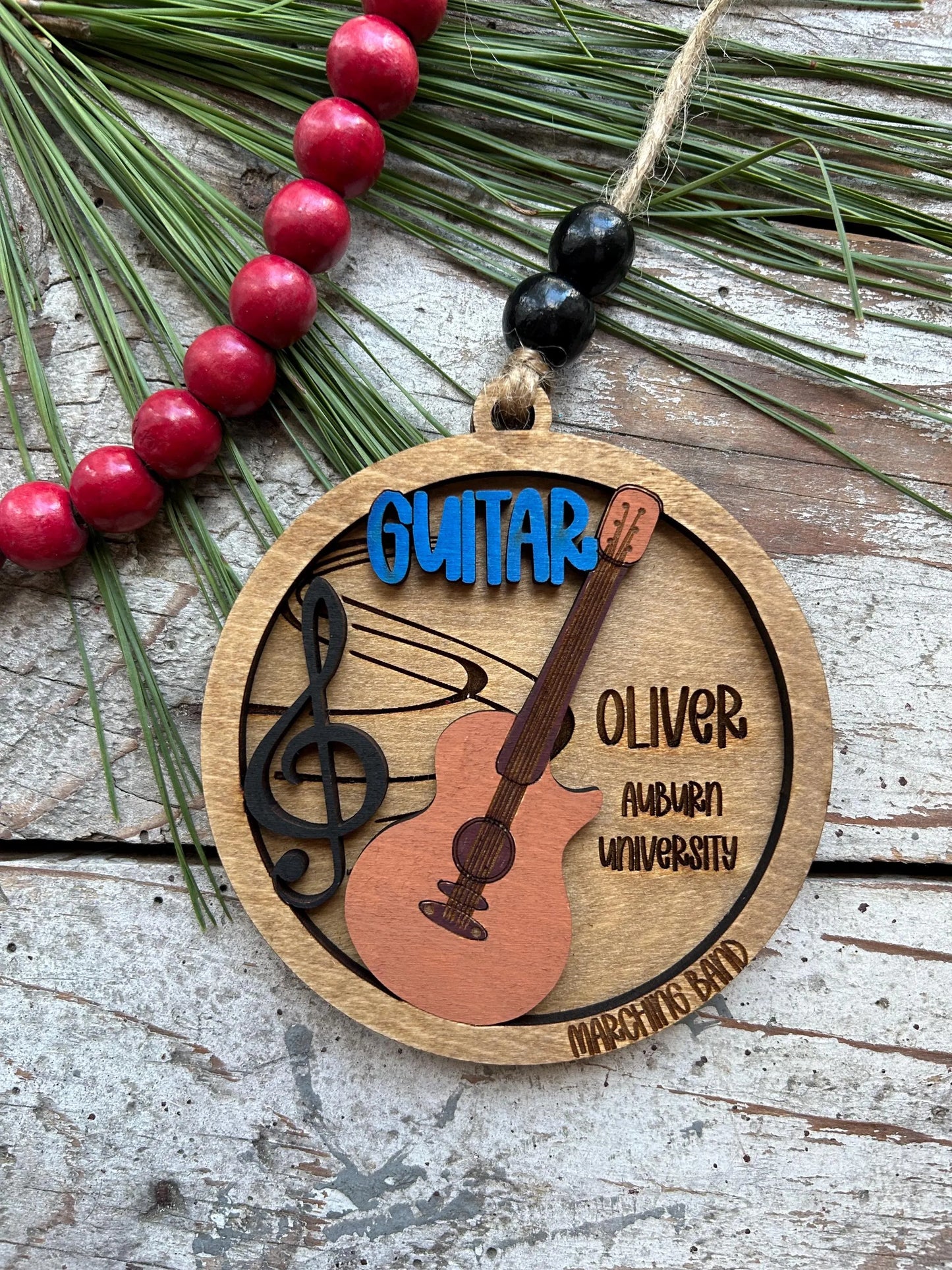 Personalized Electric Guitar Marching Band Christmas Tree Ornament |  Electric Guitar Player | Custom Guitar Gift | Gift for Guitar Lover
