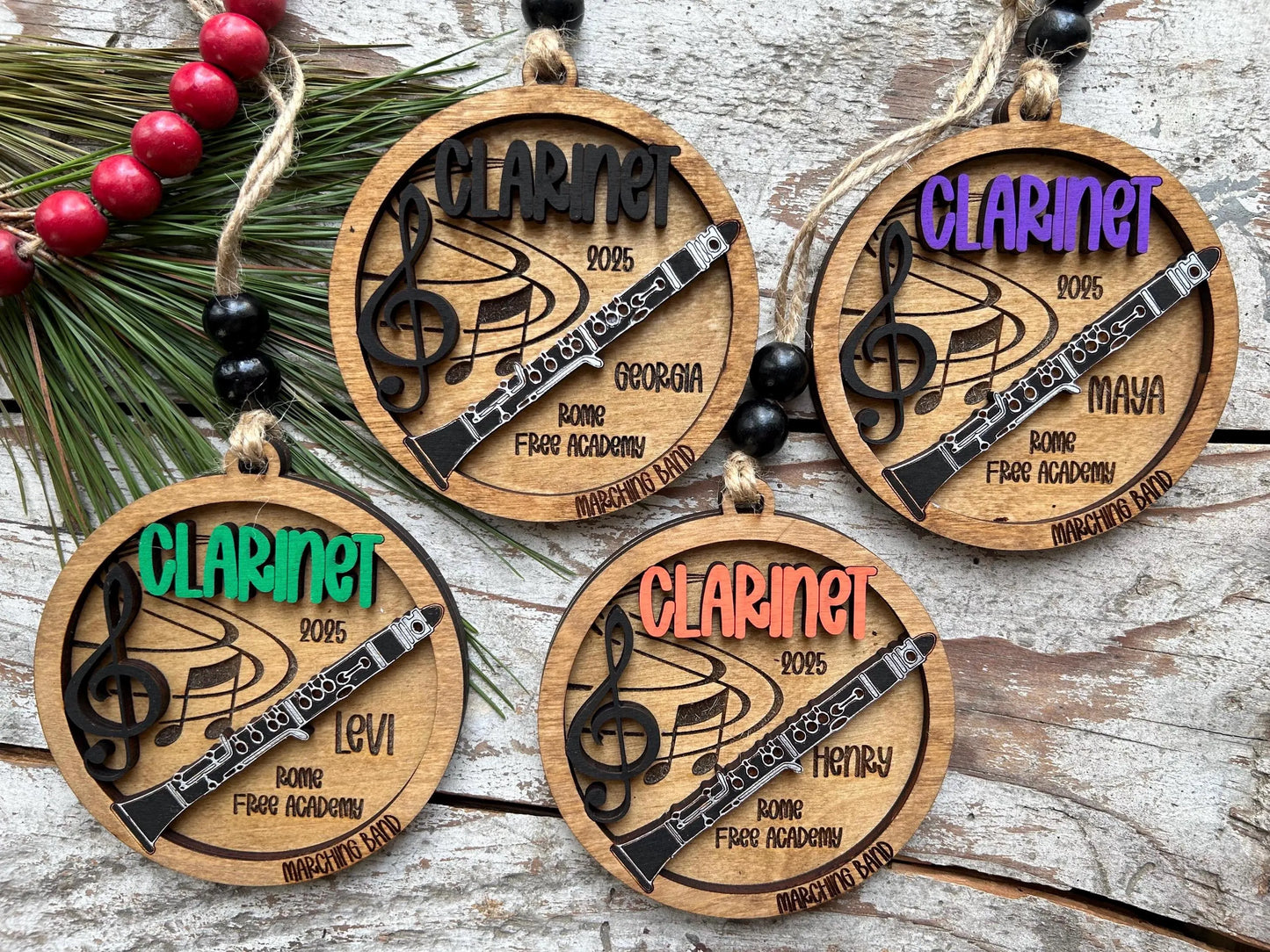 Personalized Clarinet Marching Band Christmas Tree Ornament | Music Instrument Ornament | Woodwinds Custom  Band | Gift for Band Director