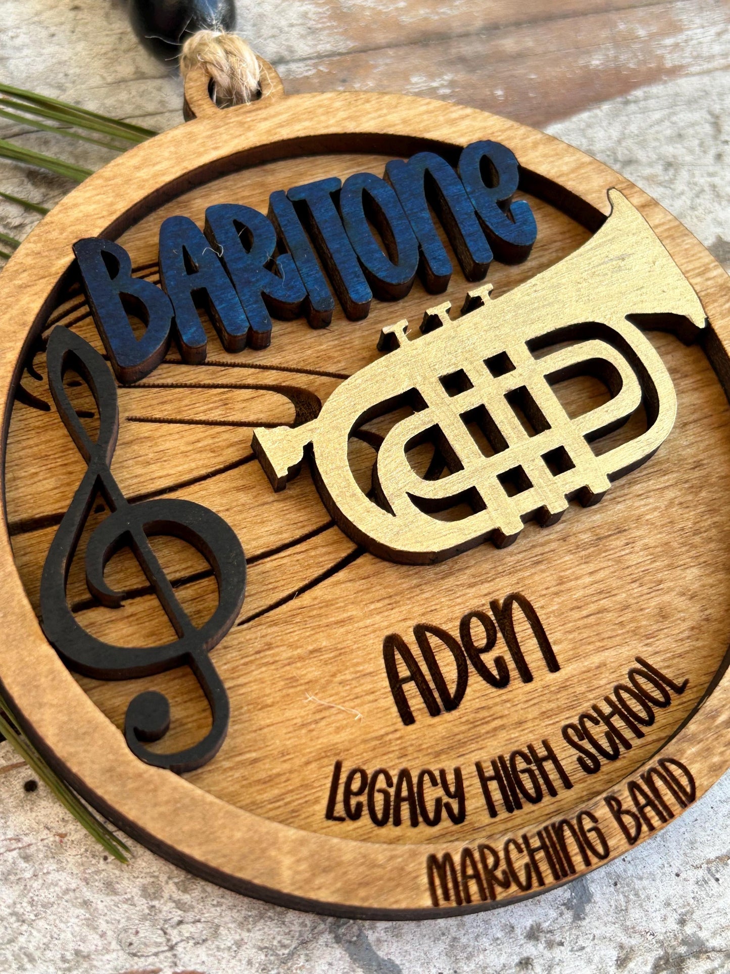 Personalized Baritone Marching Band Christmas Tree Ornament | Brass Music Instrument Ornament | Custom Band Gift | Gift for Band Director
