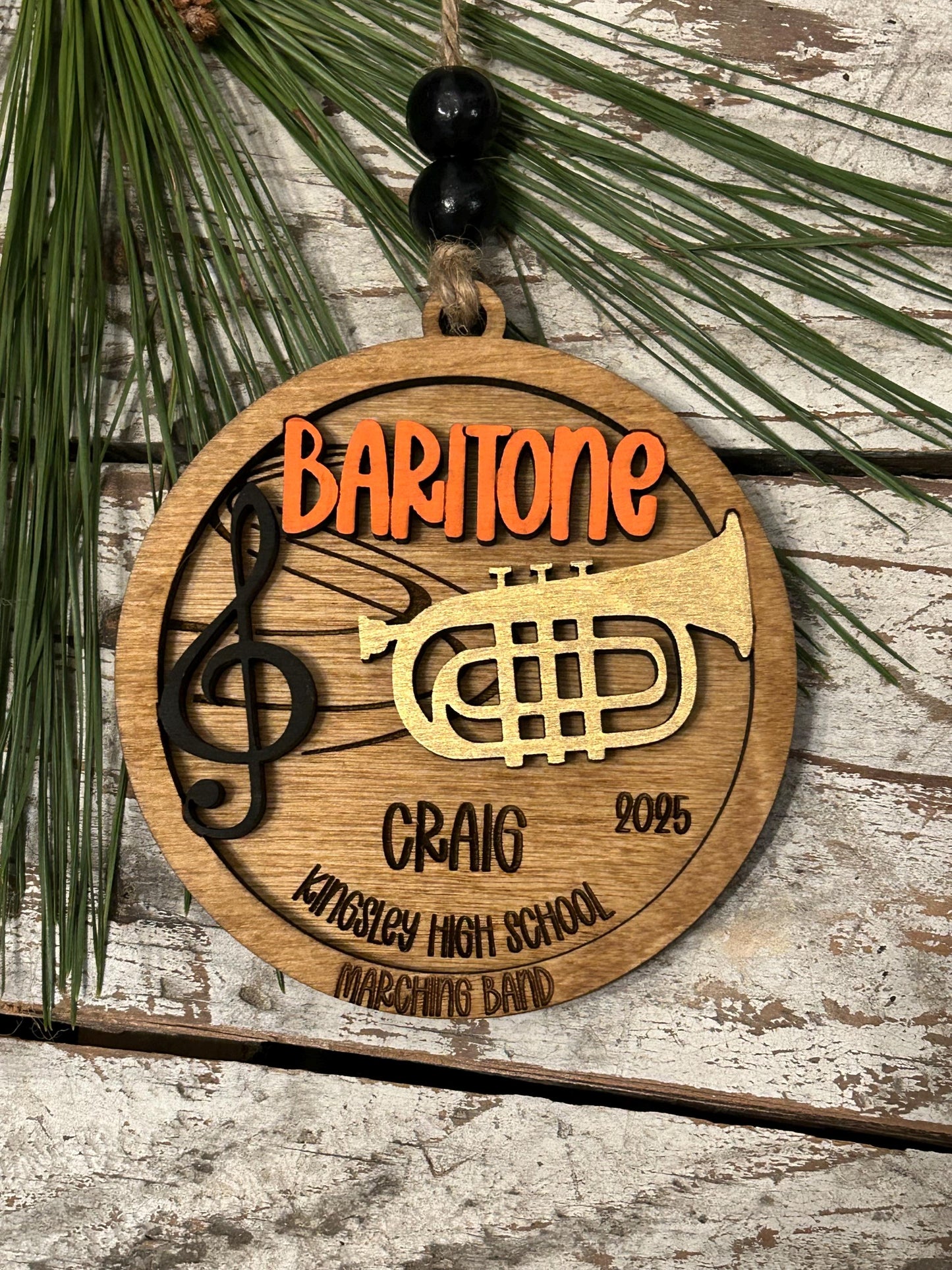 Personalized Baritone Marching Band Christmas Tree Ornament | Brass Music Instrument Ornament | Custom Band Gift | Gift for Band Director