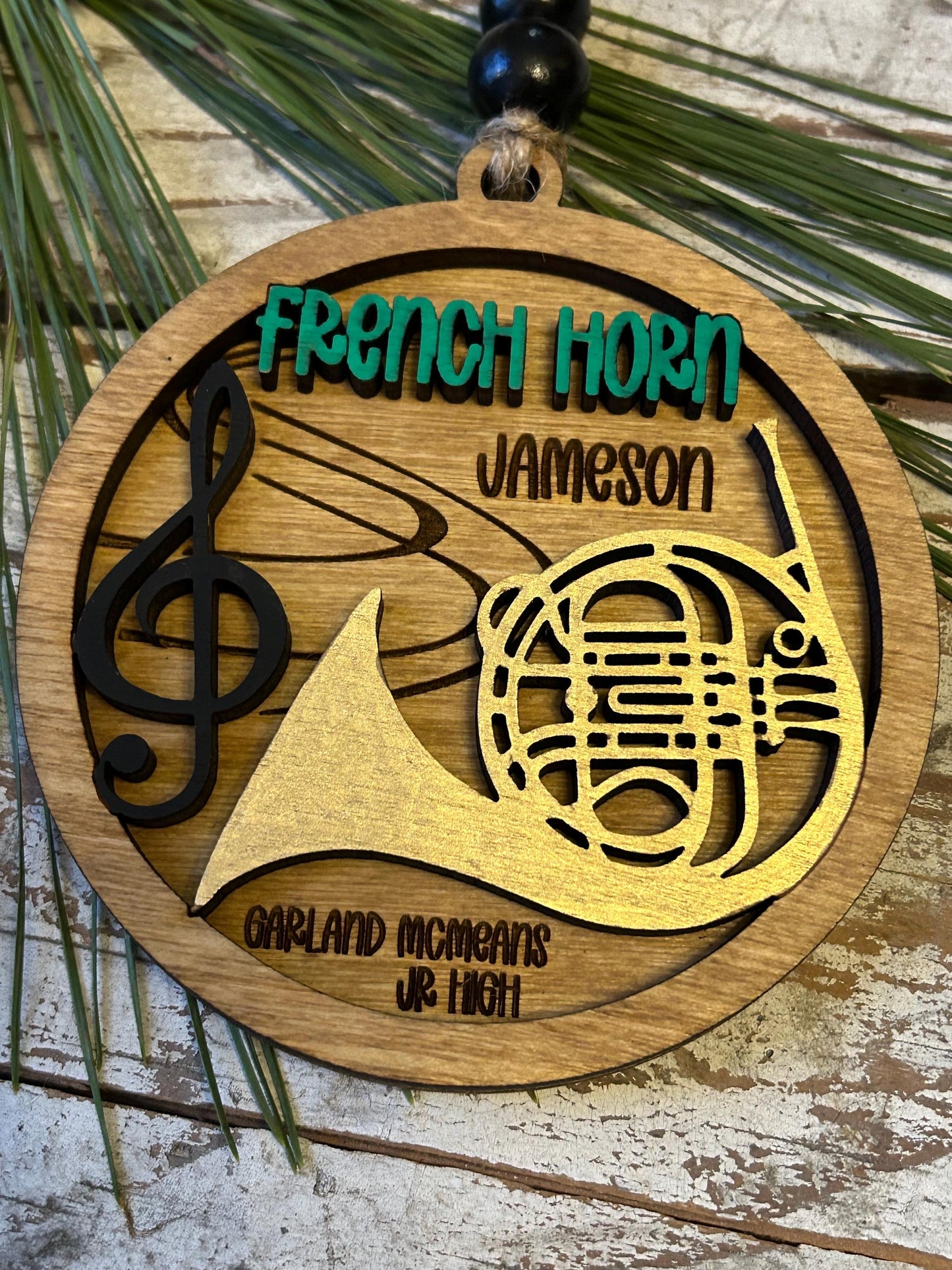 Personalized French Horn Concert Band Christmas Tree Ornament | Brass Music Instrument Ornament | Custom Band Gift | Gift for Band Director
