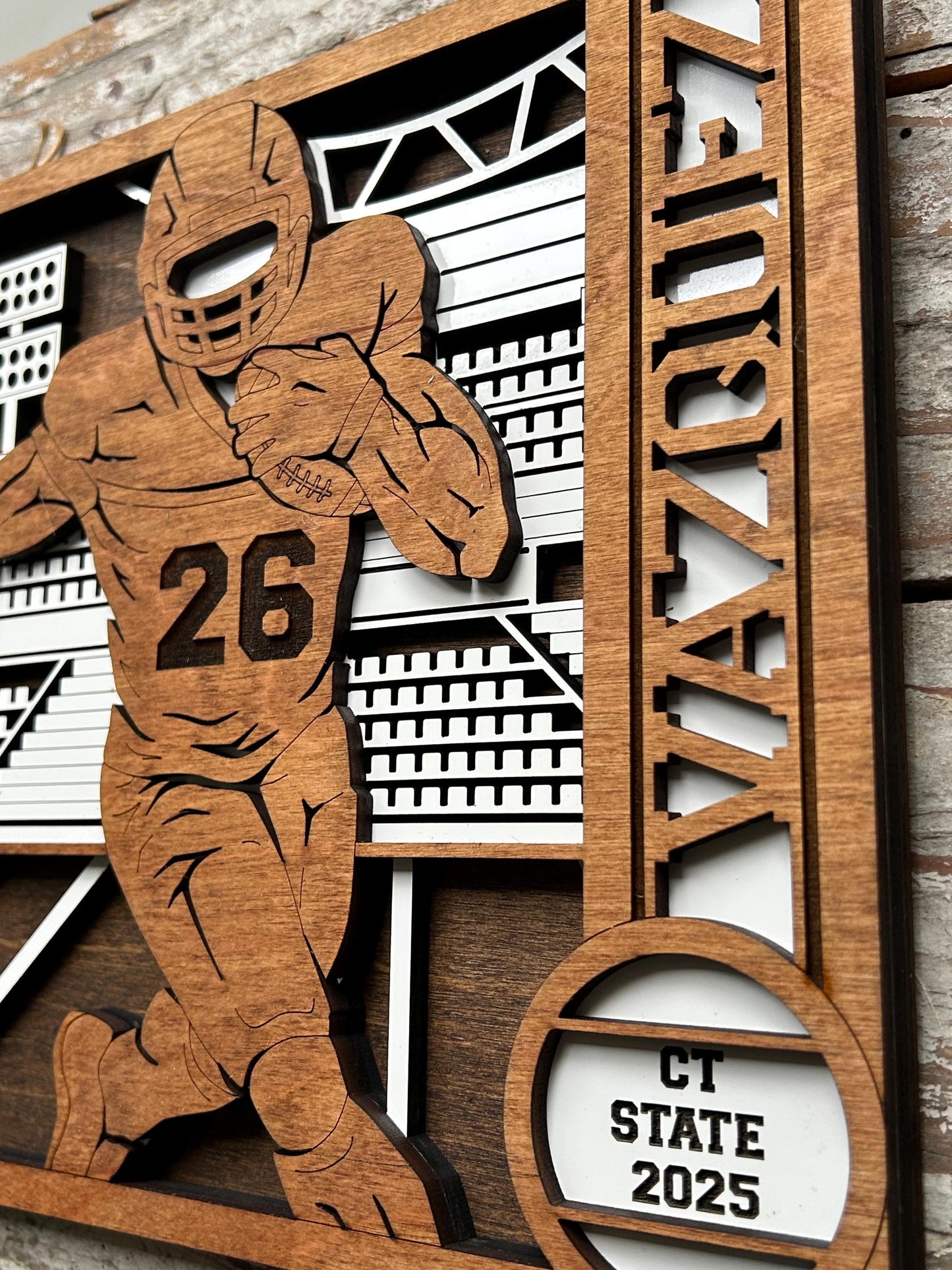 Personalized Football Player Sign | College High School Football Team | Custom Football Player Ornament | Senior Football Gift | Quarterback