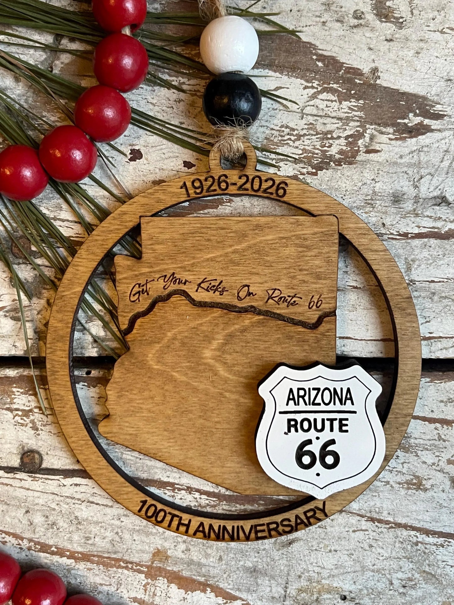 Oklahoma Route 66 100 Years Christmas Tree Ornament | The Mother Road Keepsake | Road Trip Souvenir Gift